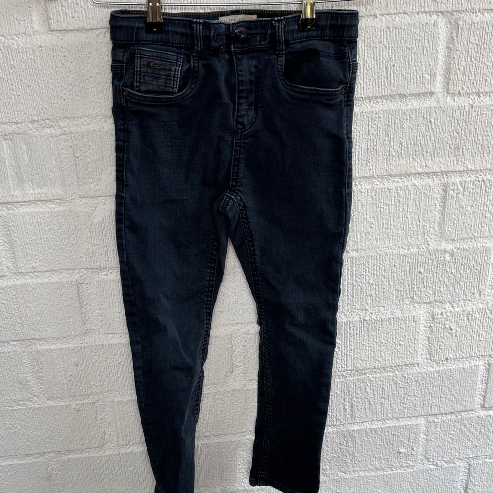 Zara Drawstring Dark Blue Denim Jeans sz 7